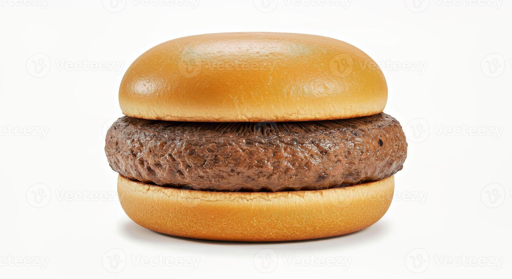 A hamburger is shown on a white background photo