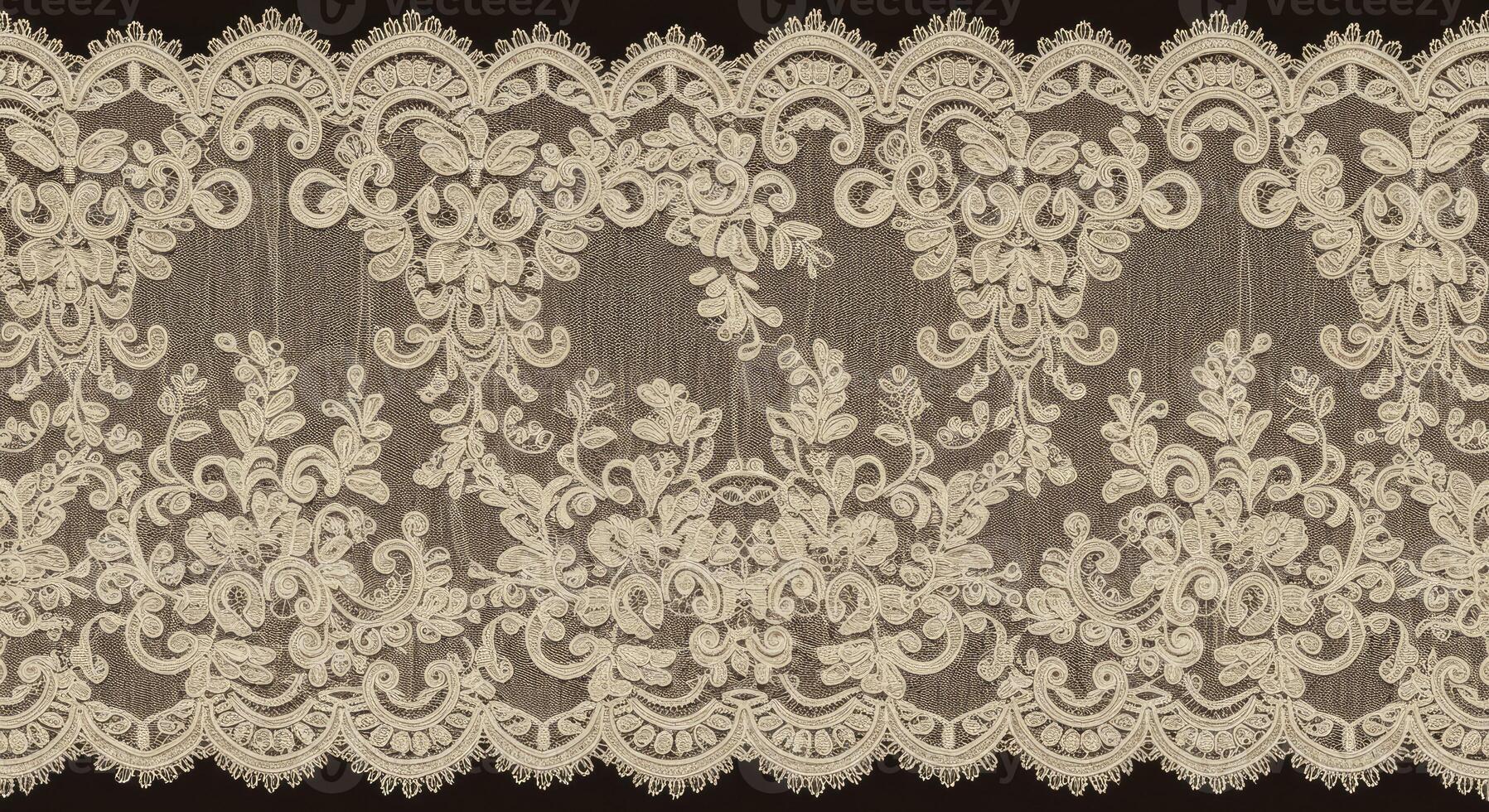 A beige lace border with a floral design photo