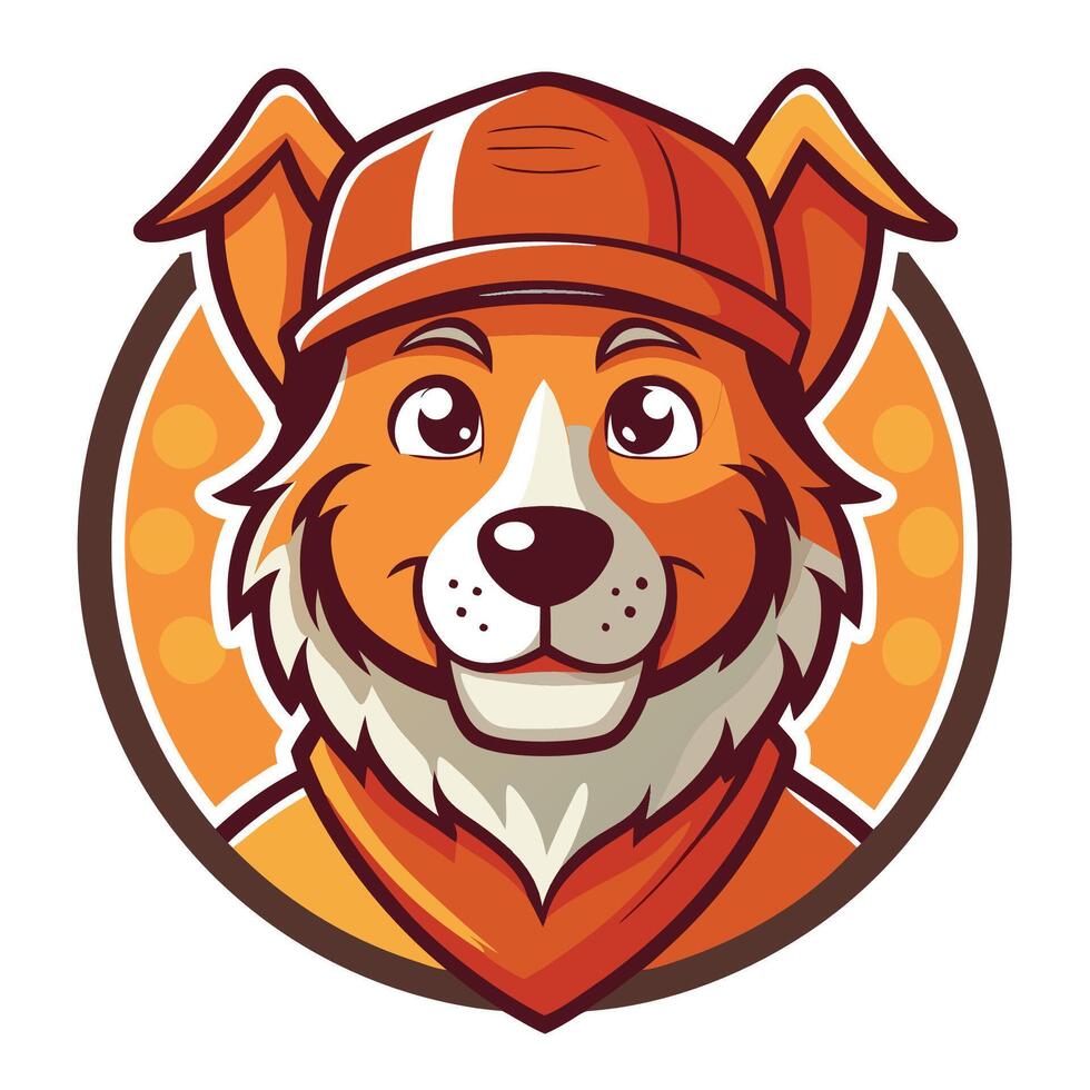 Cartoon Mascot Illustration of a Dog Wearing a Hat with a Funny Expression vector