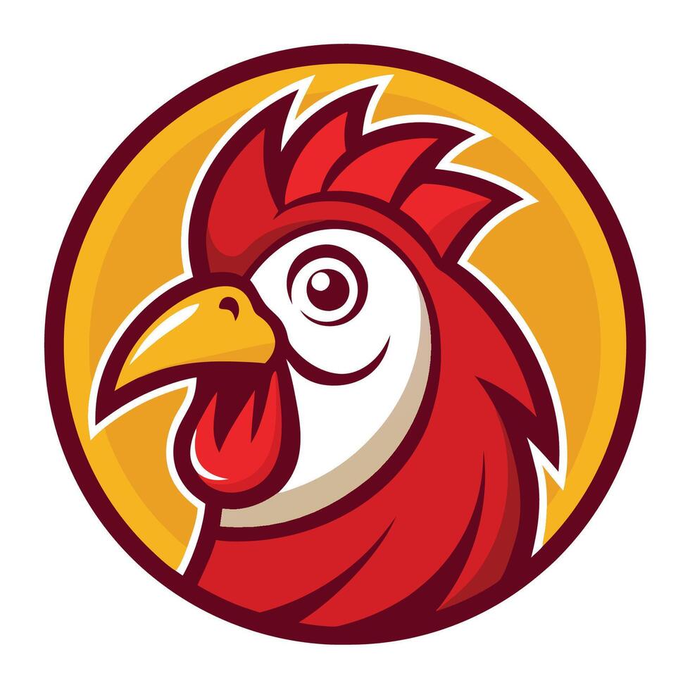 Minimalist Circle Icon Illustration of a Chicken vector