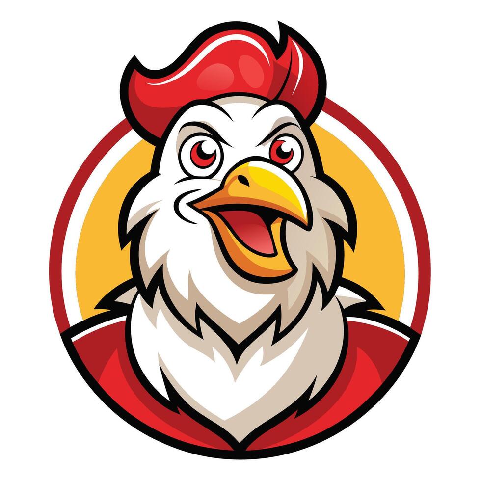 Cute and Playful Chicken Mascot Illustration with Vibrant Logo Design vector