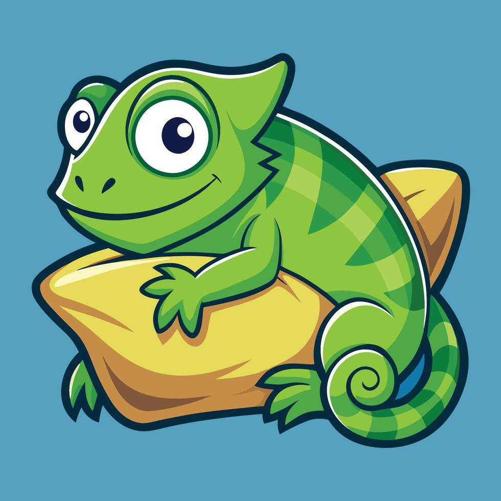 Cute Chameleon Pillow Mascot Illustration for Kids and Home Decor vector