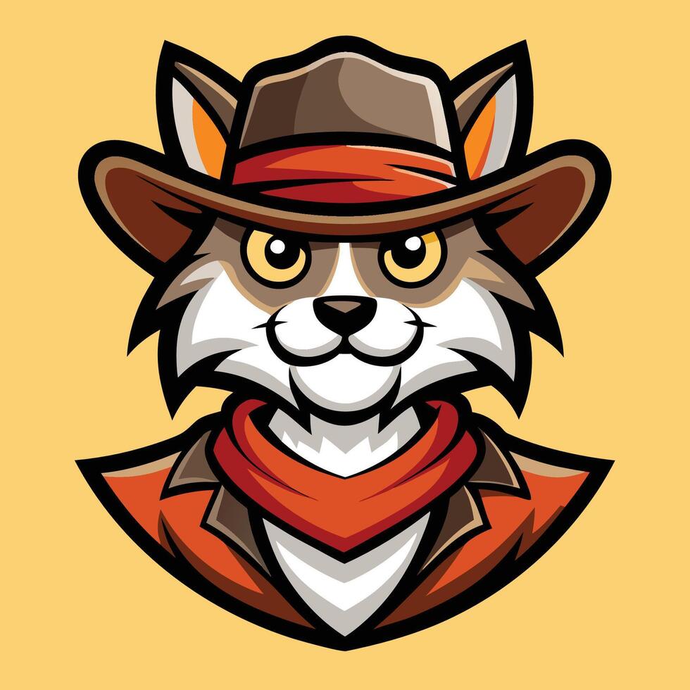 Whimsical Illustration of a Cowboy Cat Mascot vector