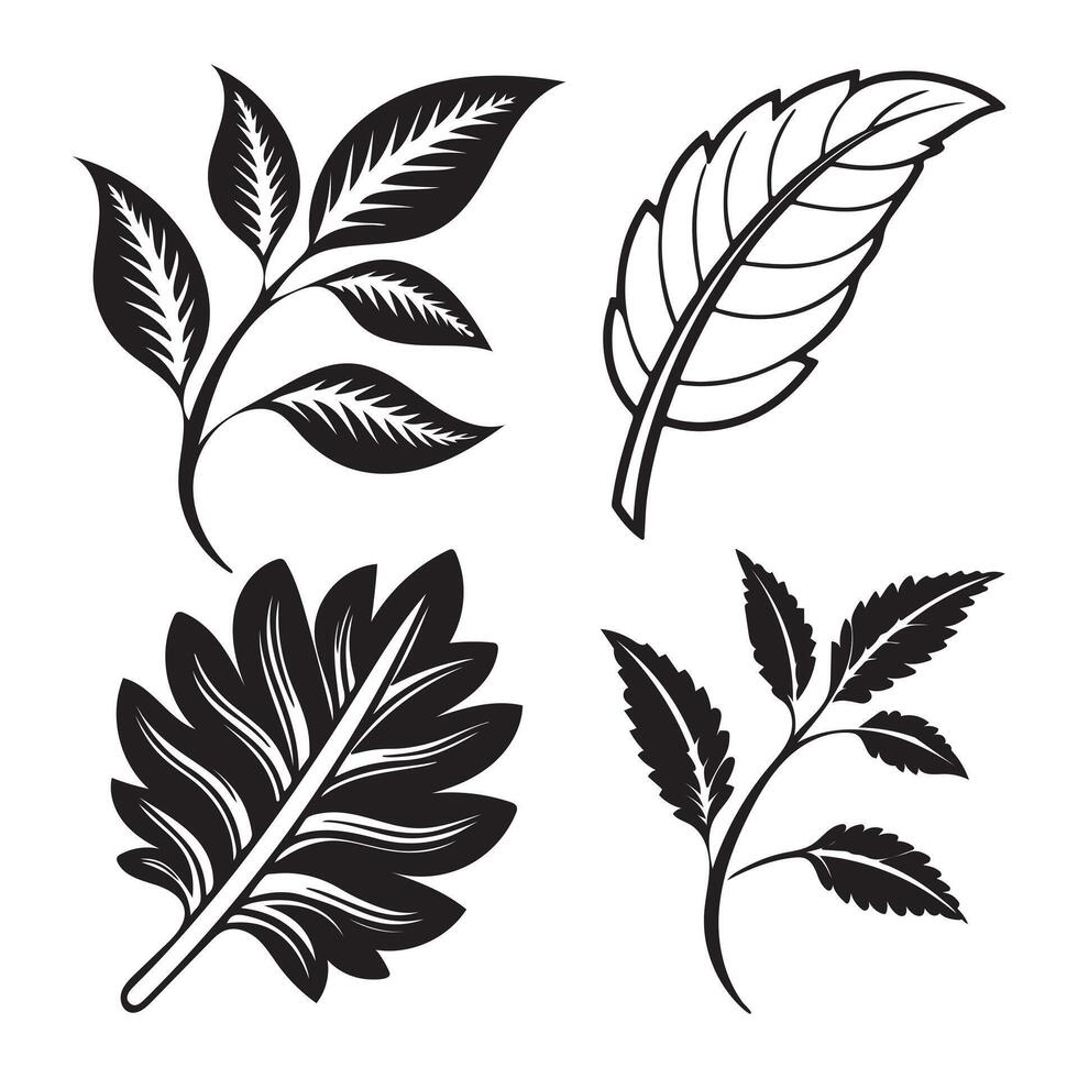 Silhouette Leaf icons Logo in Moderns Style Unique Shape vector