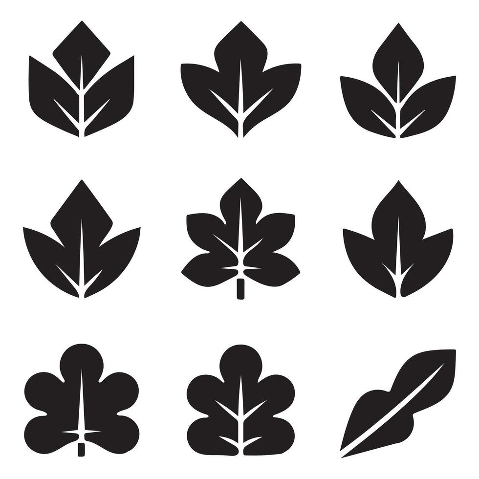 Silhouette Unique Leaf icons Logo in Modern Style Shape vector