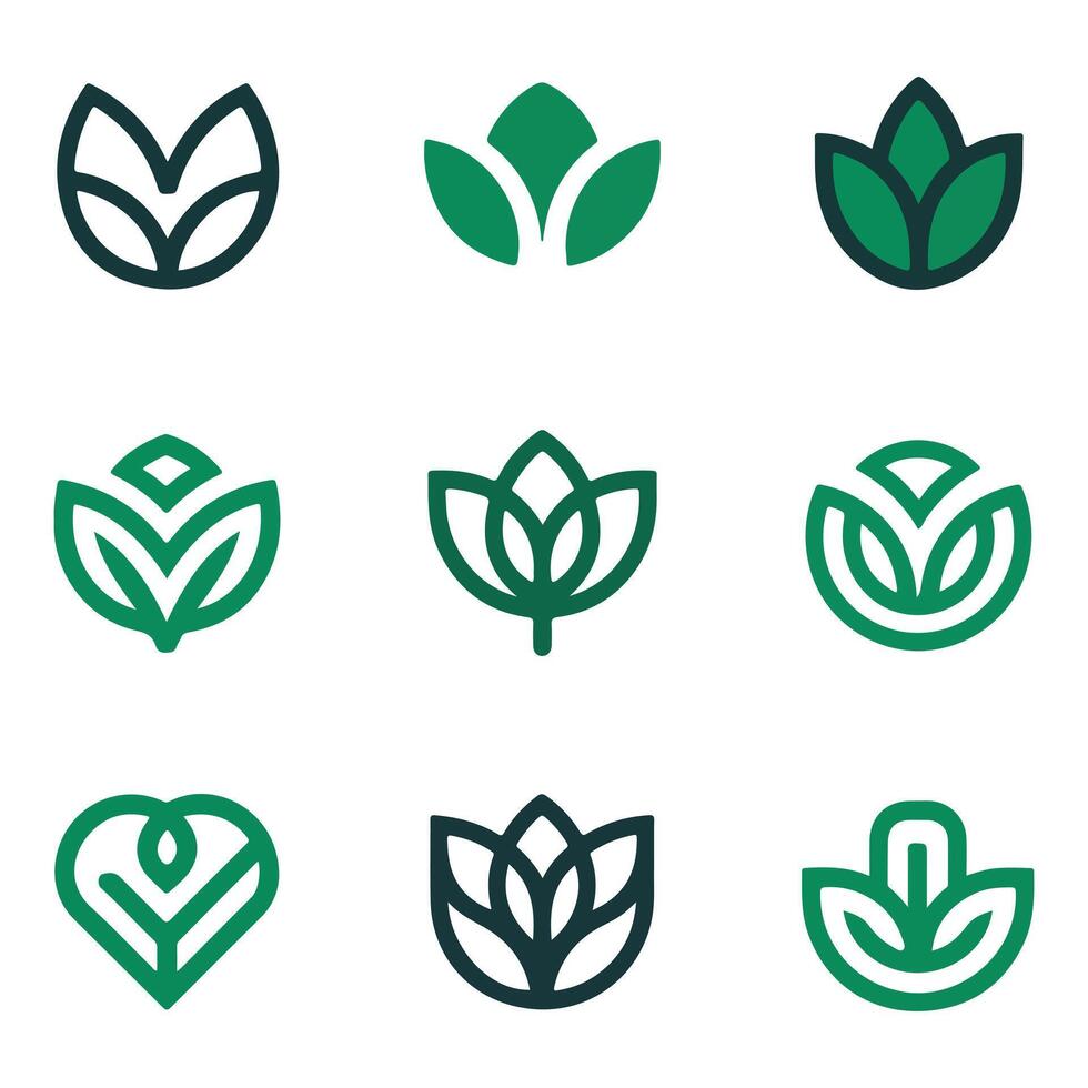 Silhouette Leaf icons Logo in Modern Style Unique Shape vector