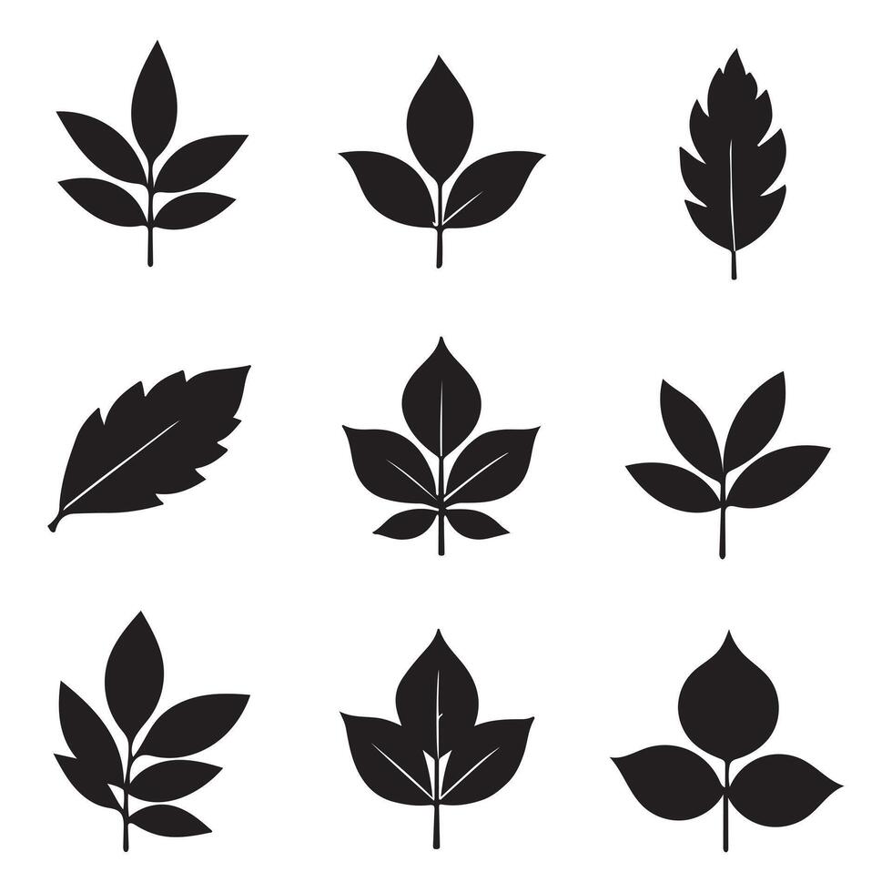 Unique Shape Silhouette Leaf icons Logo in Modern Styles vector