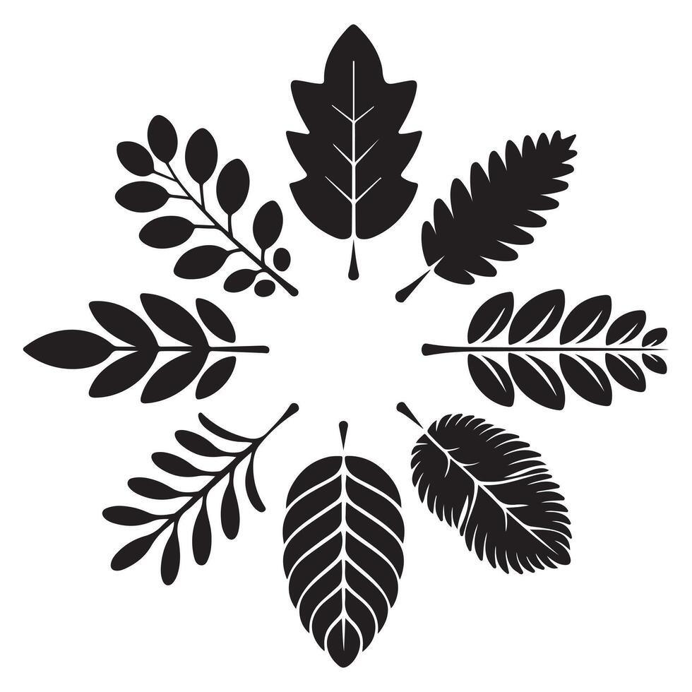Silhouettes Leaf icons Logo in Modern Style Unique Shape vector