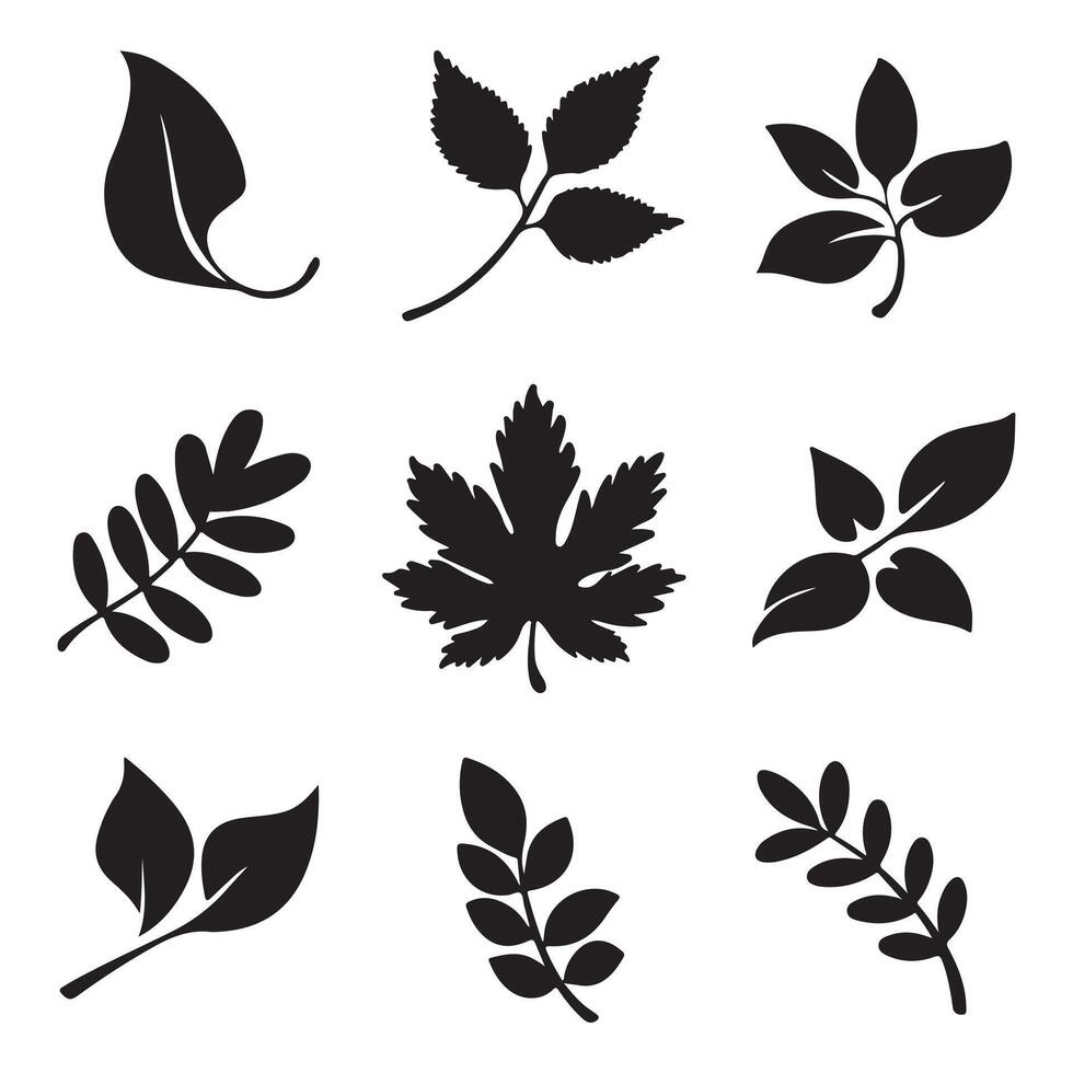 Unique Shape Silhouette Leaf icons Logo in Modern Style vector