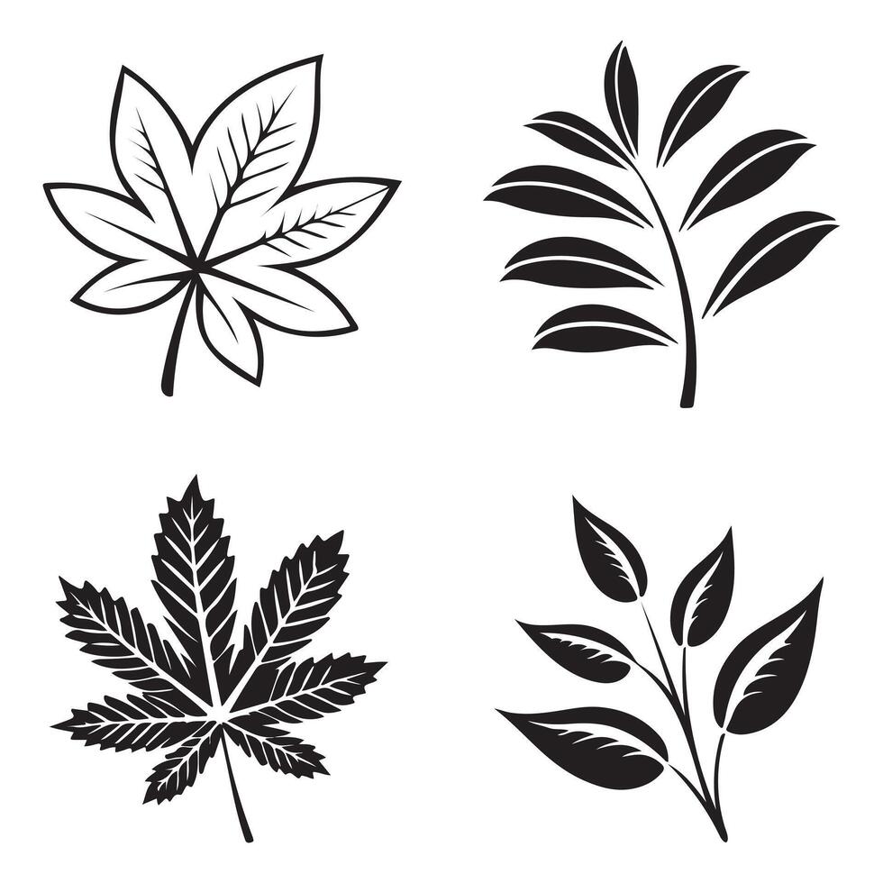 Silhouette Leaf icons Logo in Modern Style Unique Shapes vector