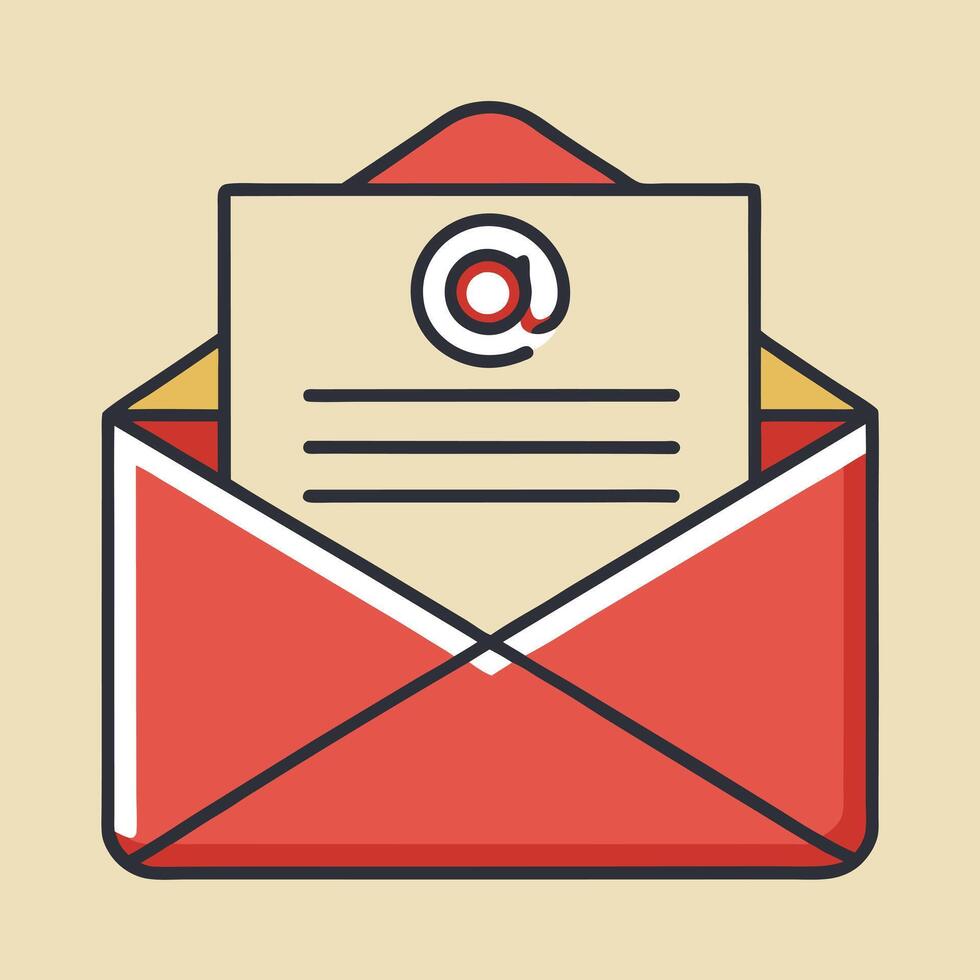 A Red Envelope with an Email Message Inside Illustrating Digital Communication and Correspondence vector