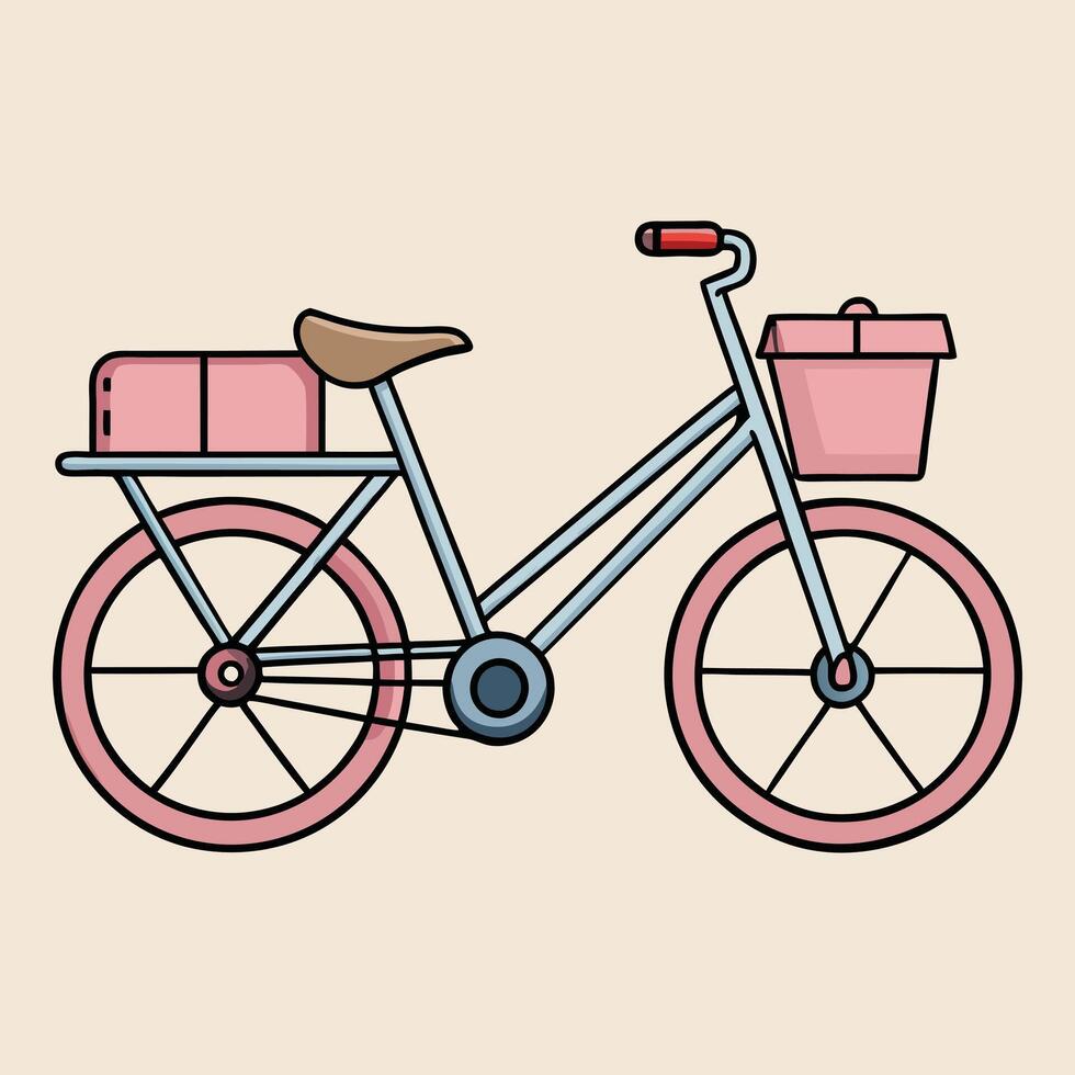 A Pink Bicycle with Packages for Delivery and Transportation vector