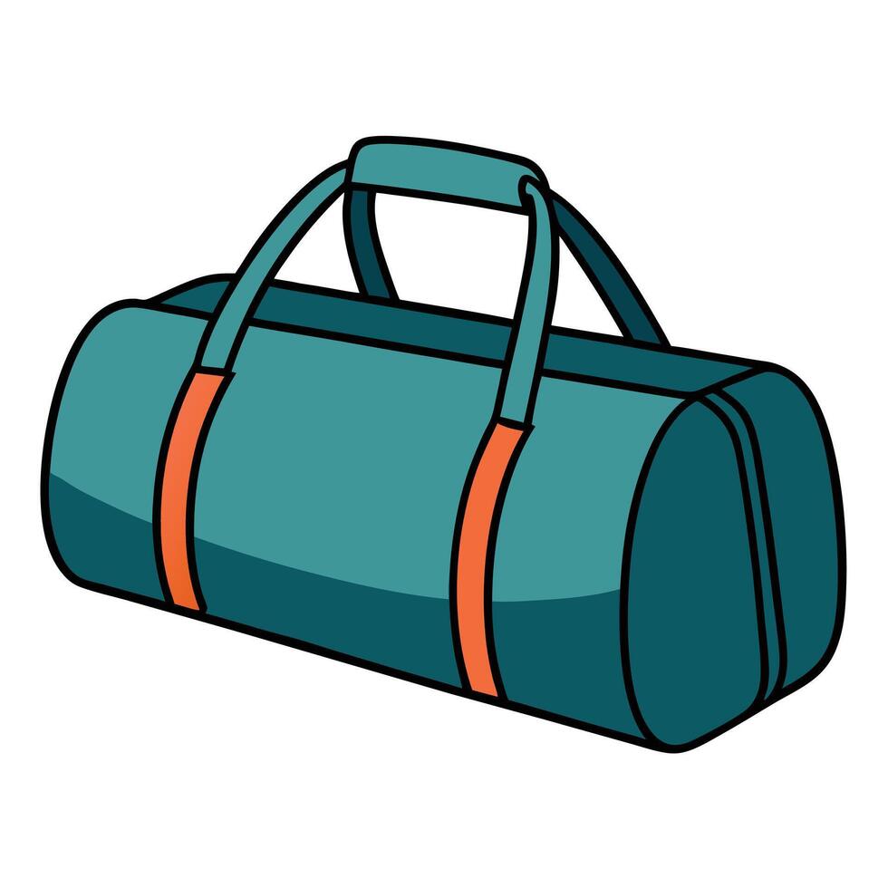 A Teal Duffel Bag with Orange Straps for Travel and Sports vector