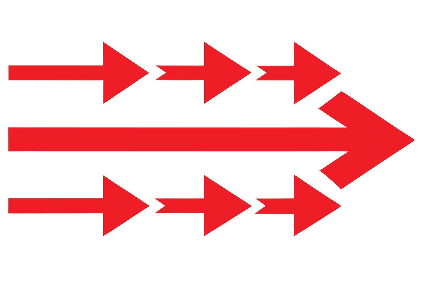 Convergence Arrows Red Arrow Symbol Pointing Right Direction White Background vector