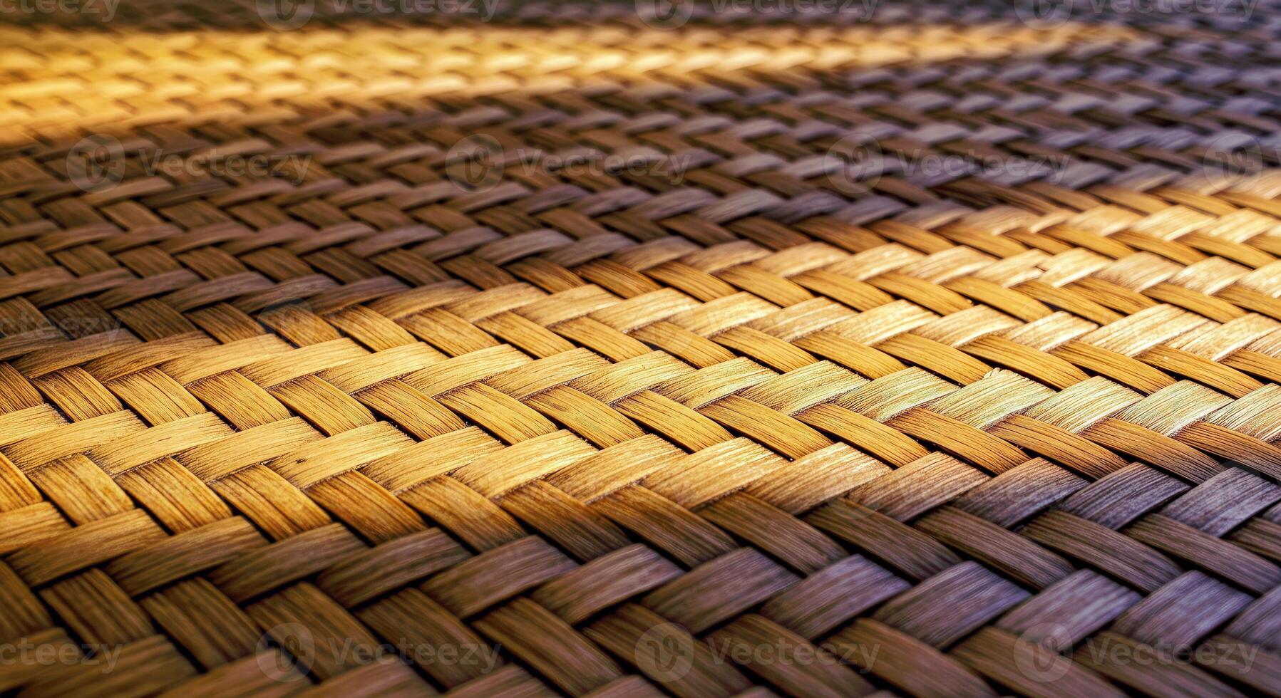 A close up of a woven table with sunlight shining on it photo