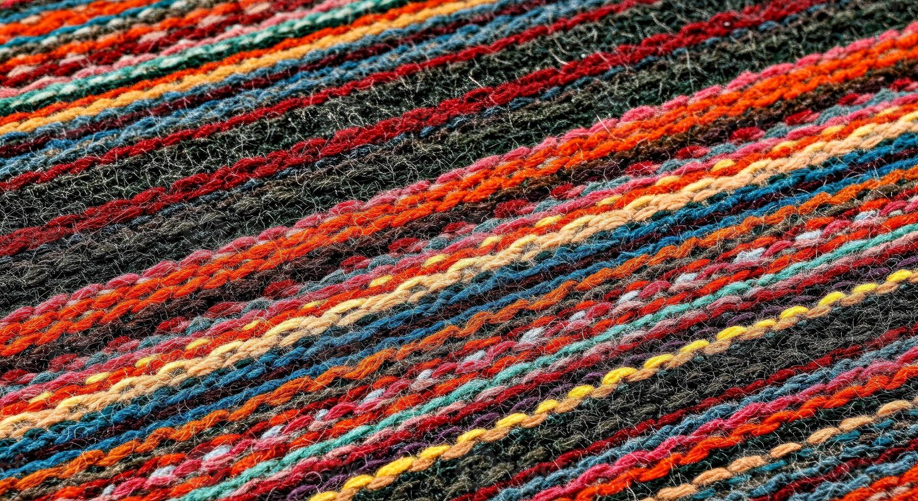 A close up of a colorful striped blanket photo