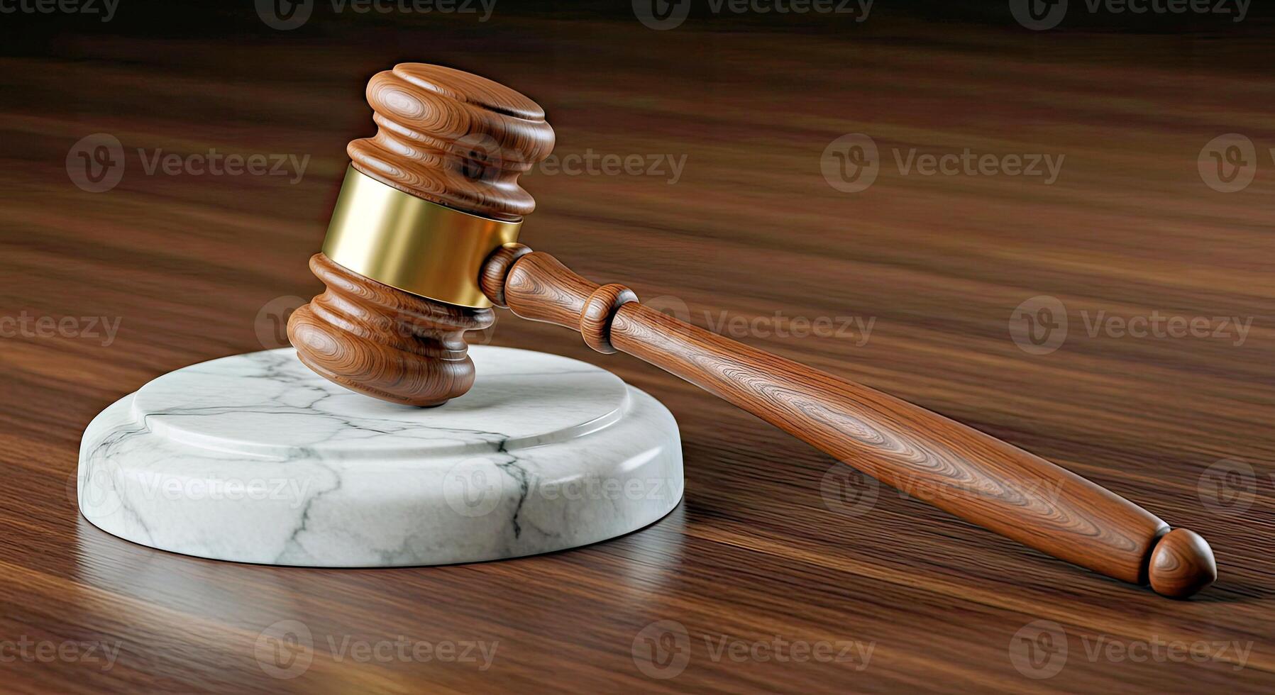 Judge gavel on marble table photo