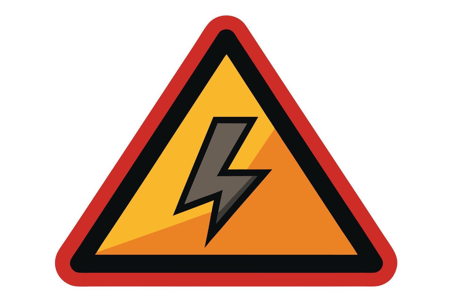 Triangle Hazard Warning with Red Border and Lightning Bolt Silhouette on White vector