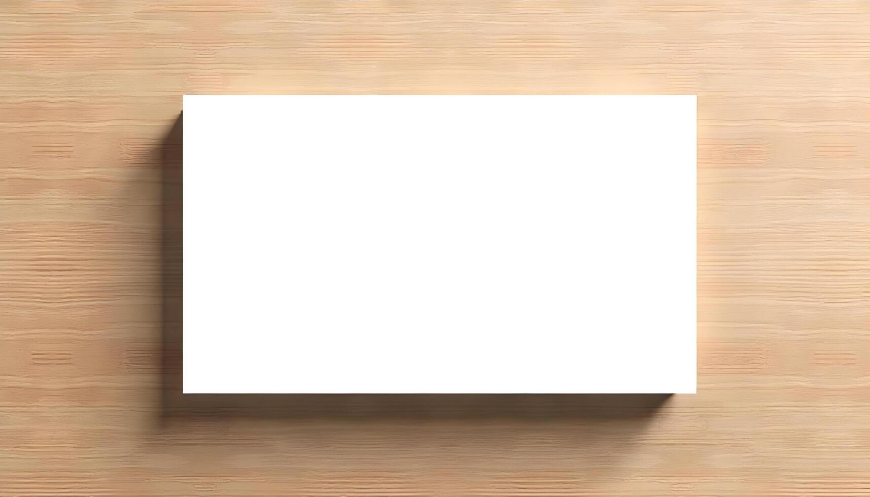 Blank white business card or paper on a wooden background, copy space for your brand mockup photo