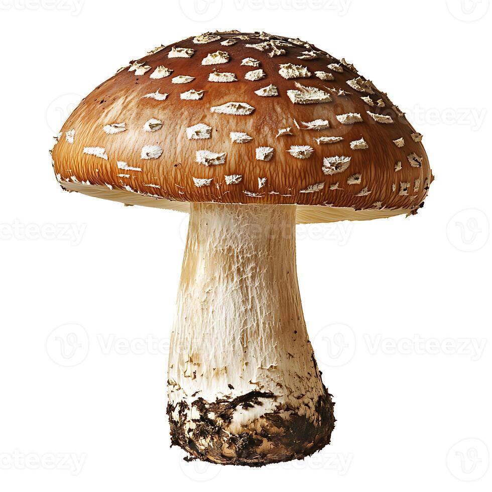 A large mushroom is shown on a white background photo