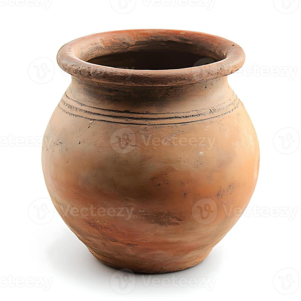 A clay pot on a white background photo