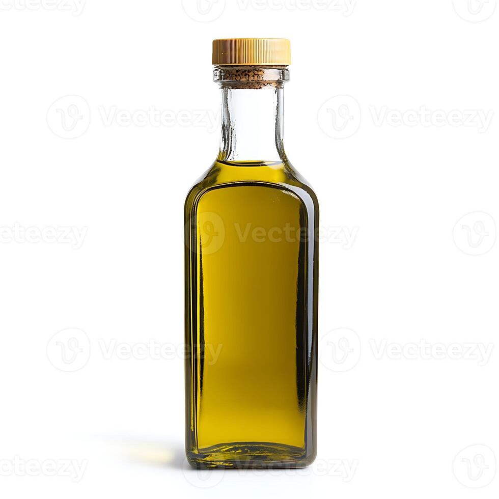 Olive oil in a glass bottle photo