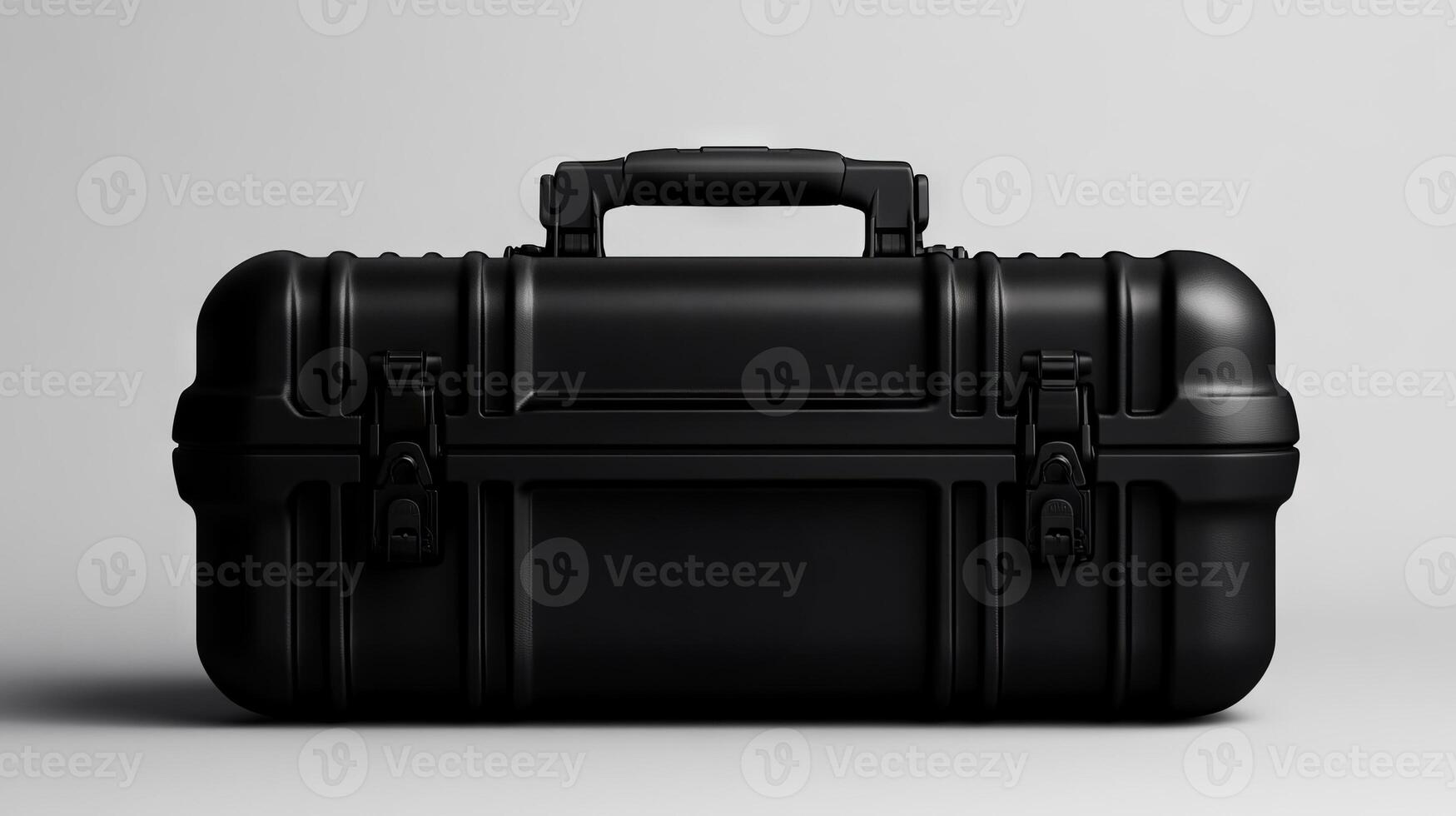 A black briefcase on a gray background photo