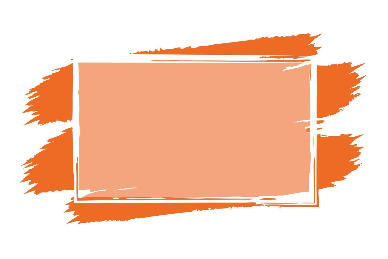Abstract Square With Orange Brush Strokes on White Background Element vector