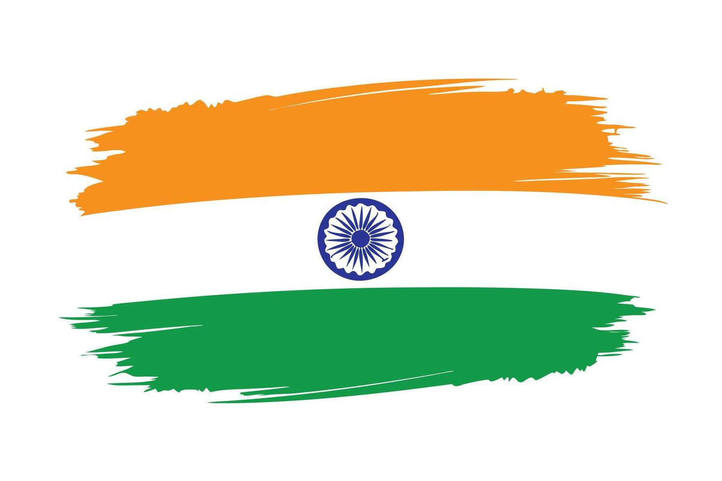 Indian Flag Brush Stroke with Ashoka Chakra on White Background vector