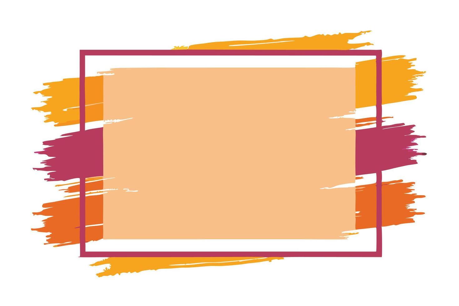 Abstract Paint Brush Strokes Background with Geometric Rectangular Border vector
