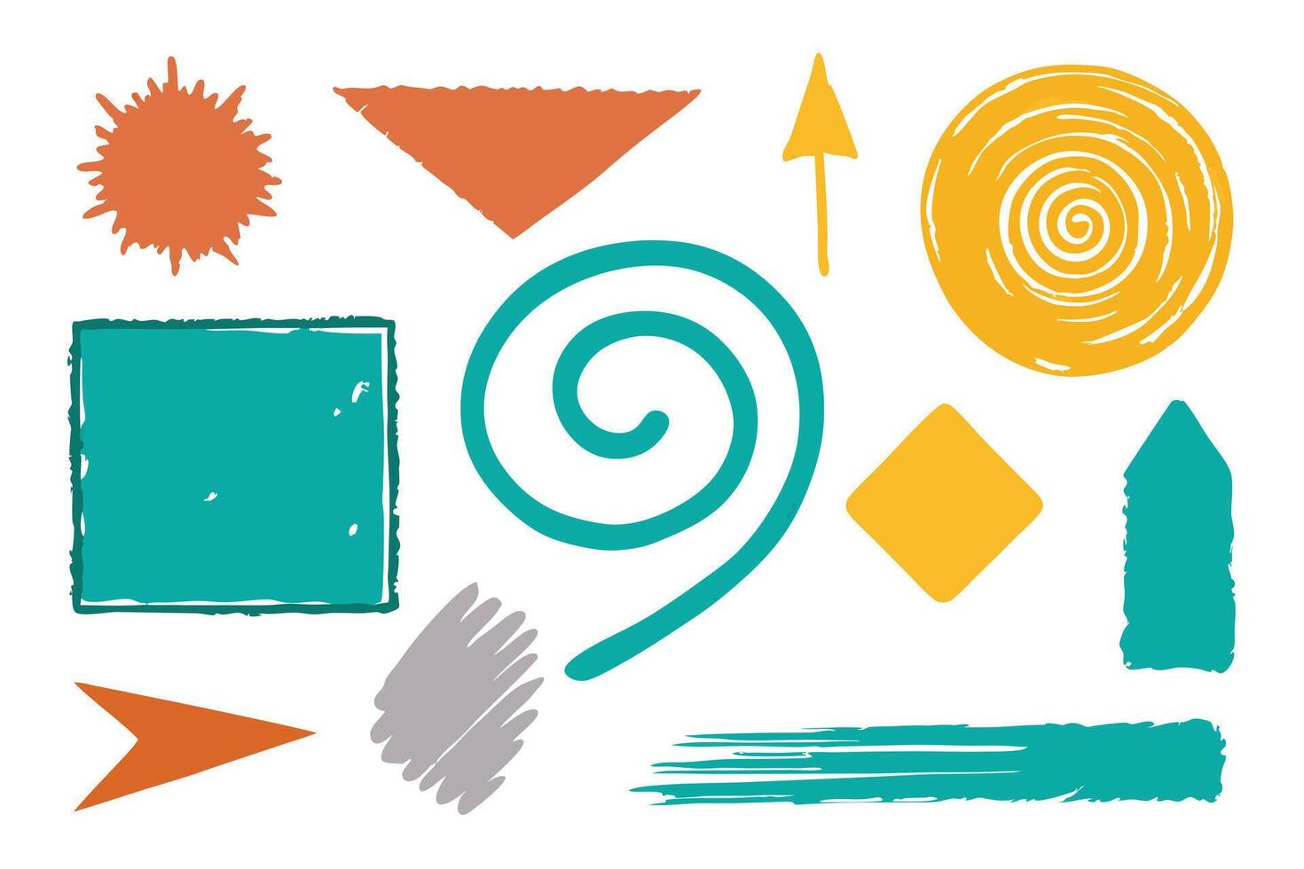 Abstract Colorful Geometric Shapes Collection on White Background Art vector