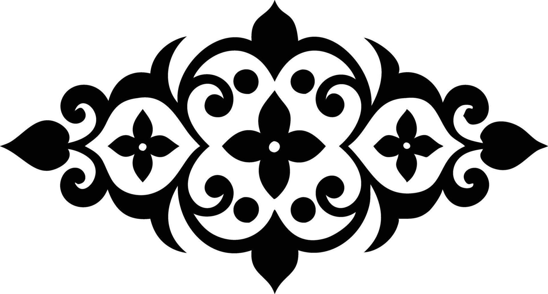 Elegant Floral Ornament with Symmetrical Swirls and Curlicues on White vector