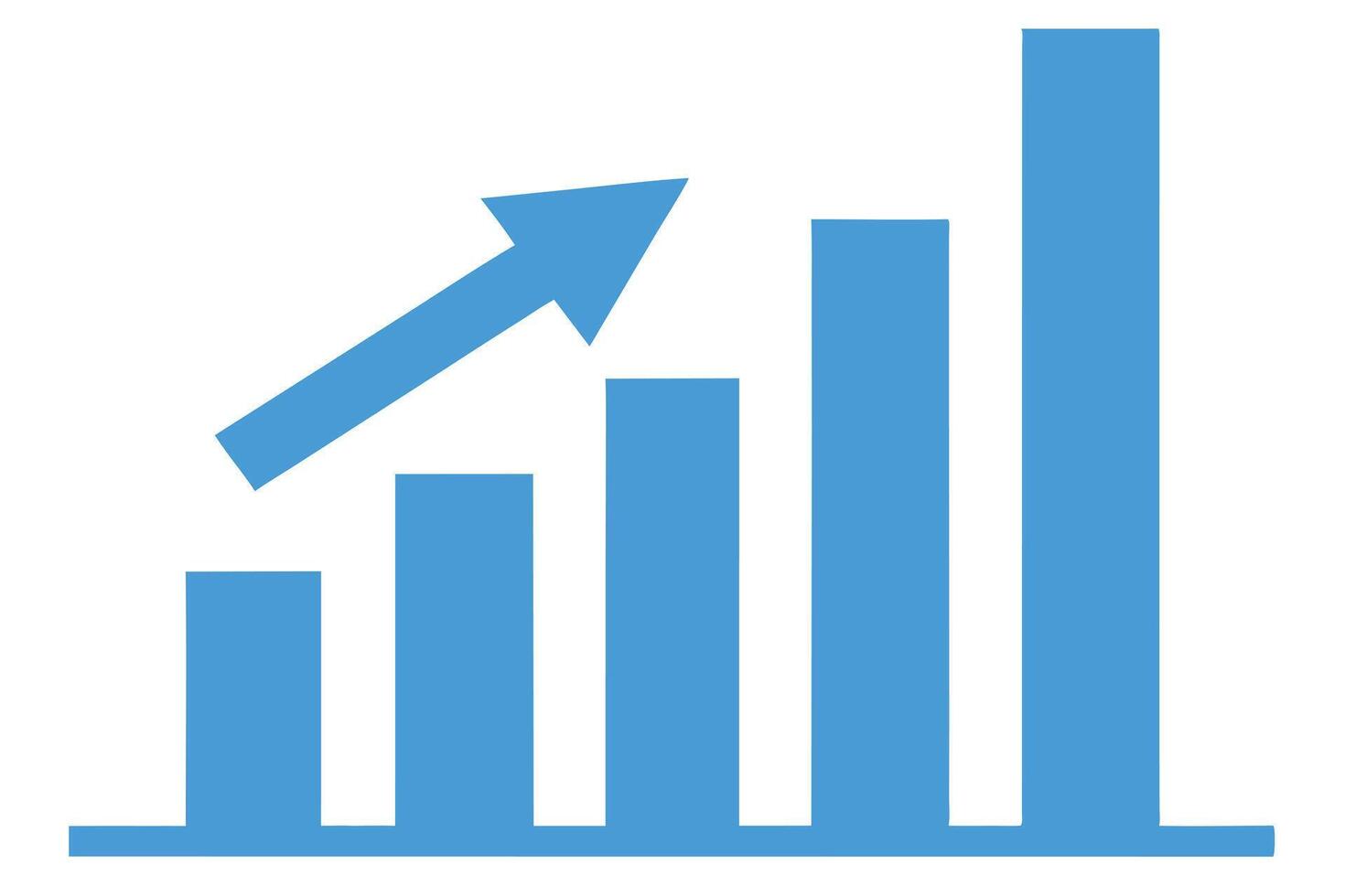 Upward Blue Bar Chart with Arrow on White Background, Financial Rise vector