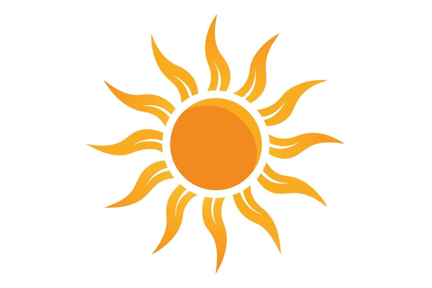 Abstract Orange Sun with FlameLike Rays on a White Background Art vector