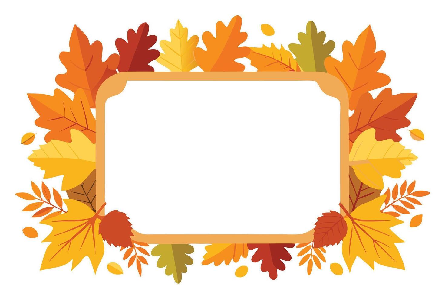 Autumn Leaves Border with an Empty White Background Design vector
