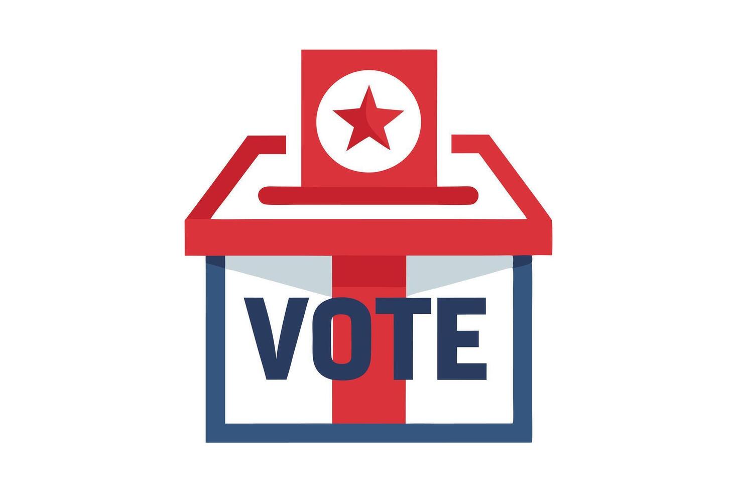 Vote Box Design with Star Emblem in Red White and Blue Color Scheme Graphics vector