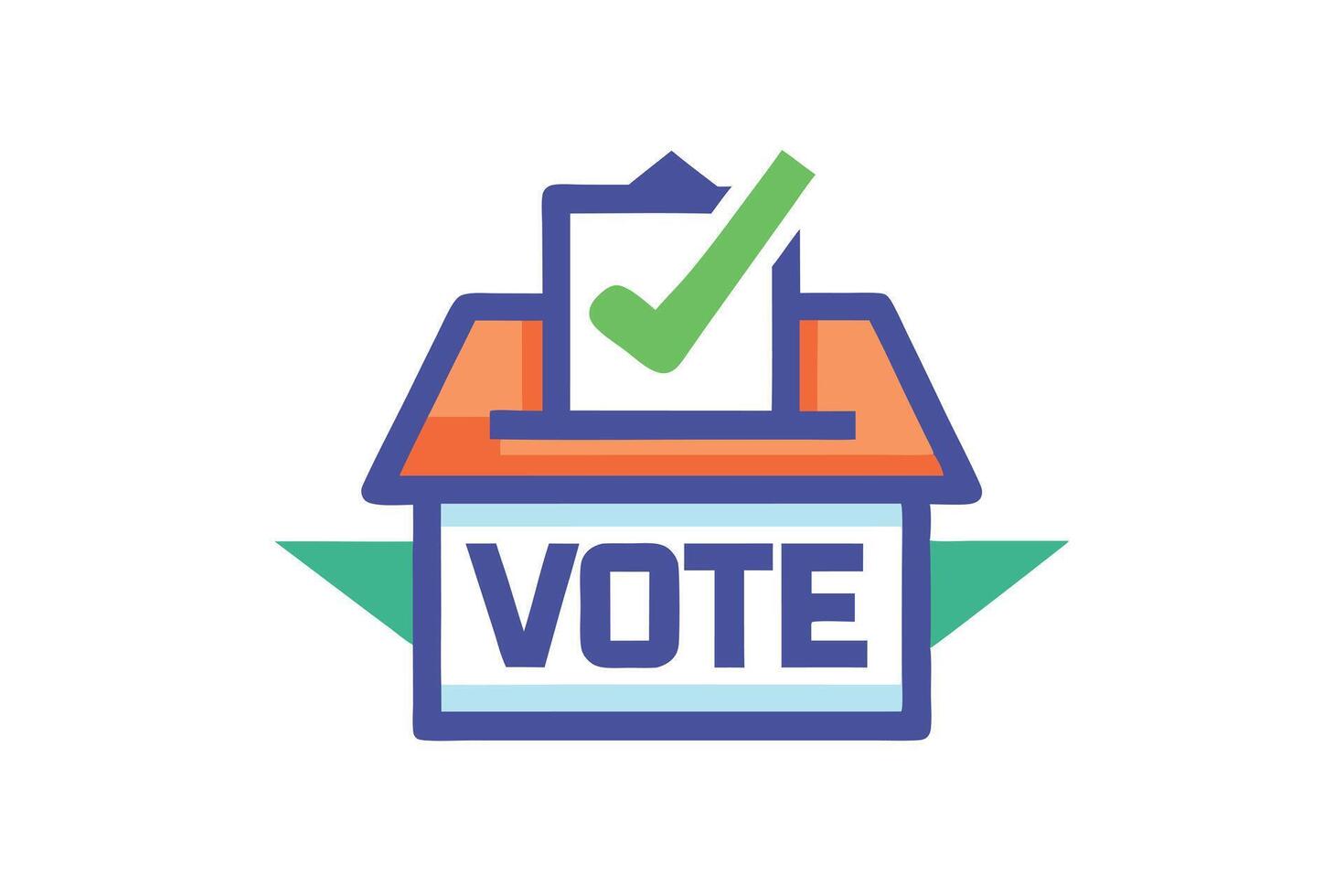 Vote Box Icon Paper Ballot with Check Mark, Patriotic Design, Isolated, White Background vector