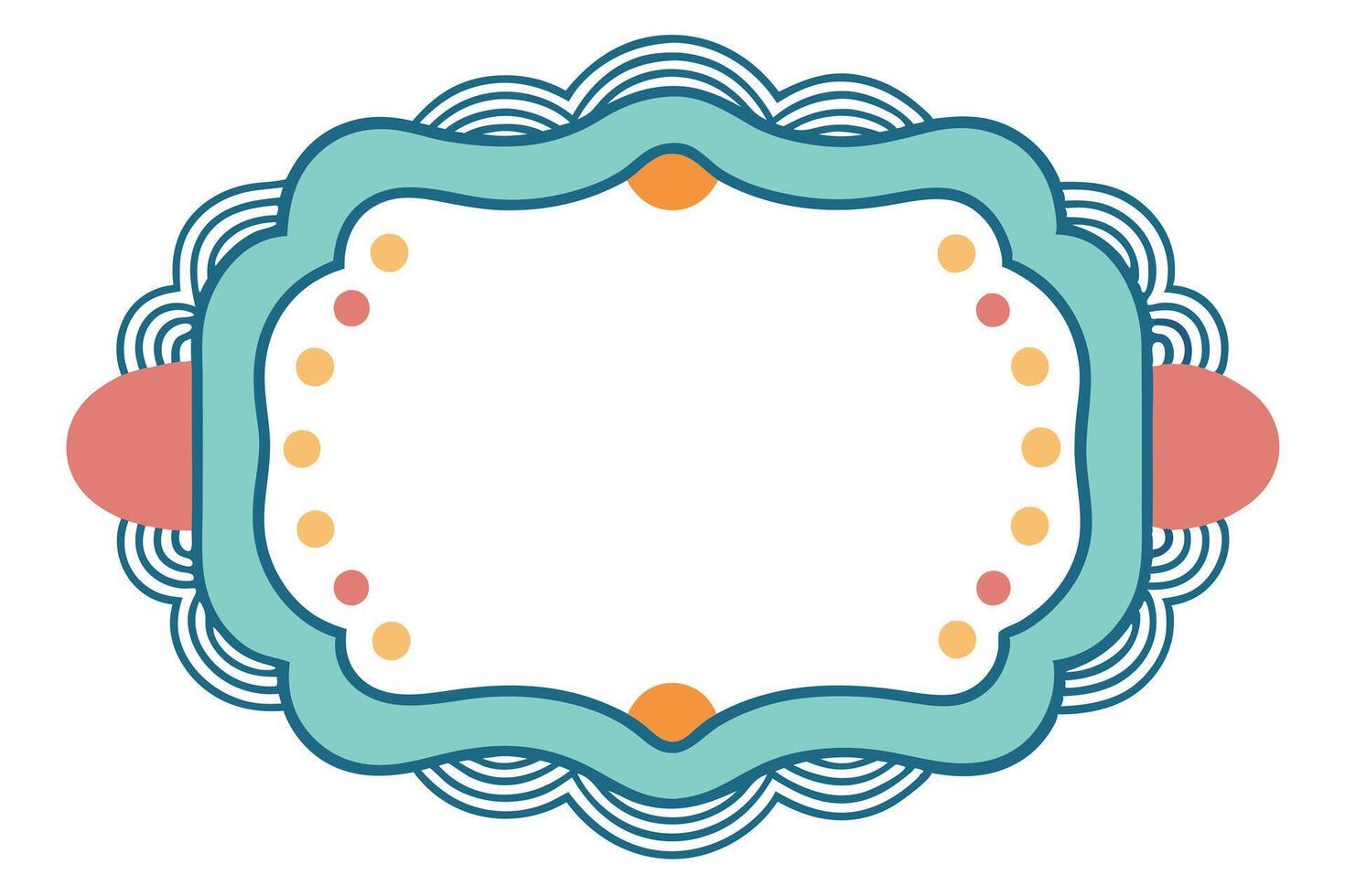 Decorative Teal with Wavy Lines, Orange and Peach Accents on White Background vector