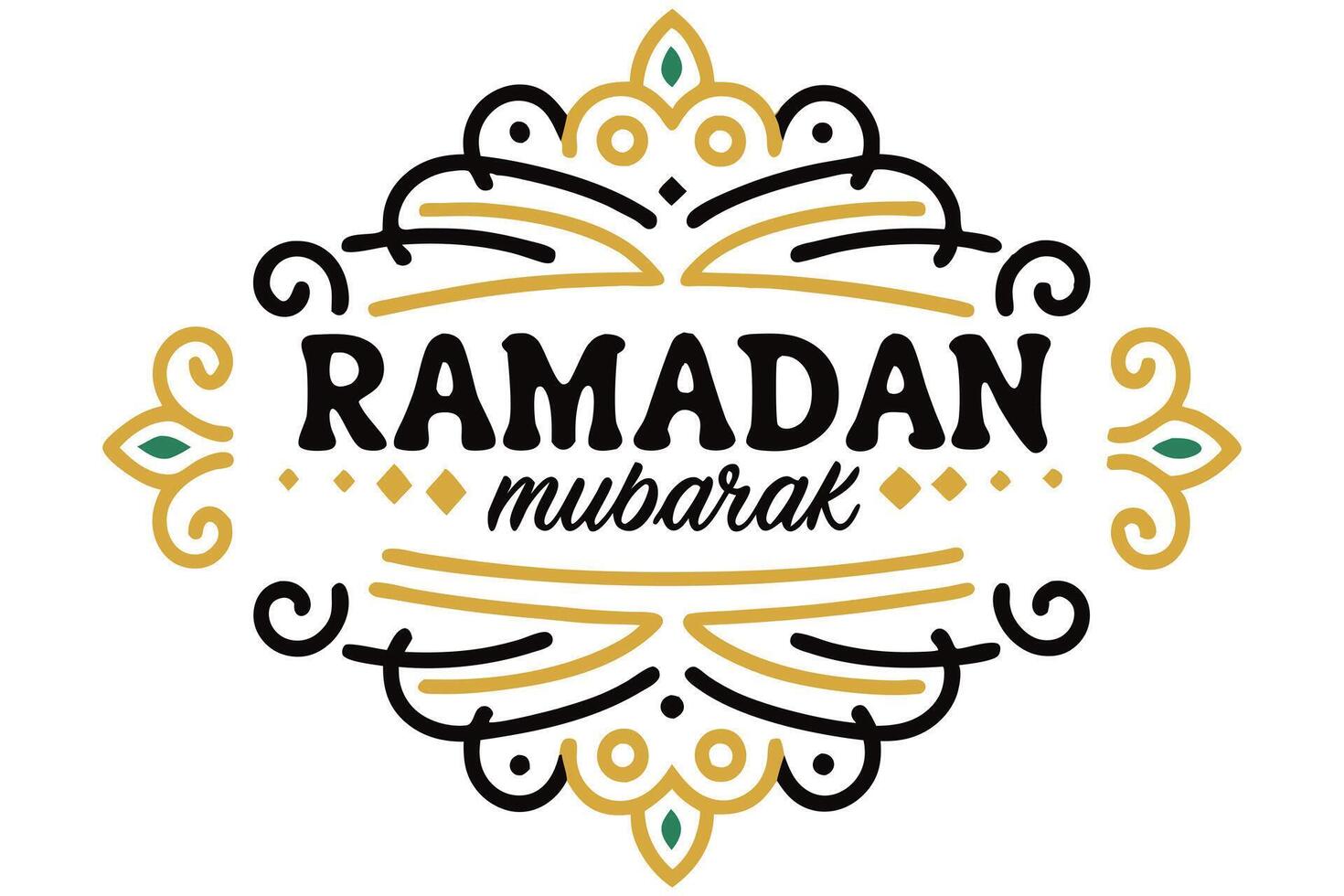 Ramadan Mubarak Decorative Text on White Background with Floral Elements Design vector