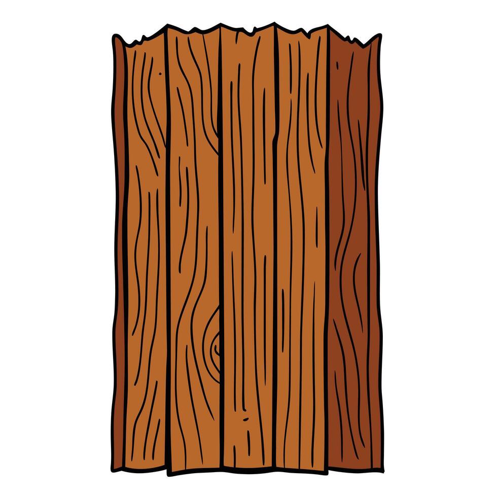 Cartoon Brown Wood Panels with Detailed Grains and Black Outlines on Isolated View vector