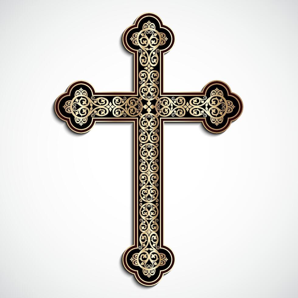 golden ornamental elegant cross vector
