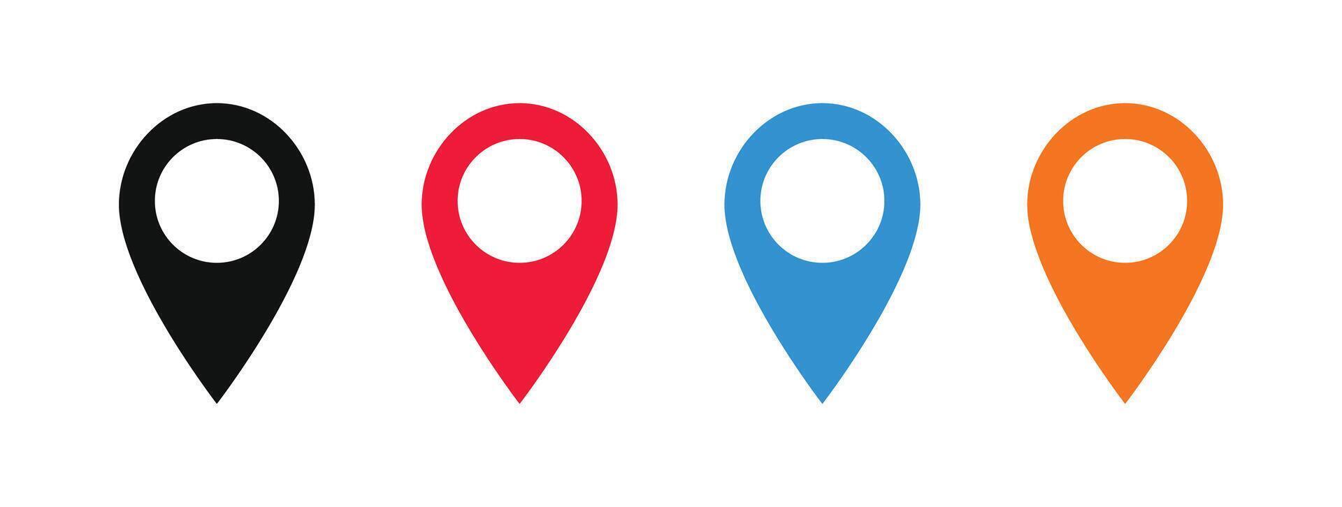 Four different colored pin points on a white background vector