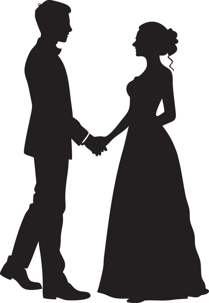 Romantic and professional couple handshake silhouette showing trust and partnership vector