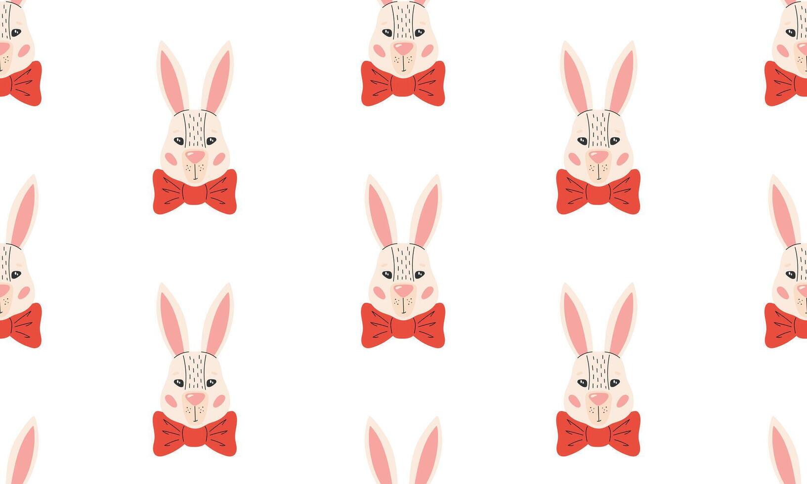 Seamless pattern with cute bunny. Spring print for textiles, wallpaper, fabric, design of things and objects. Easter background. Flat illustration in hand drawn style vector