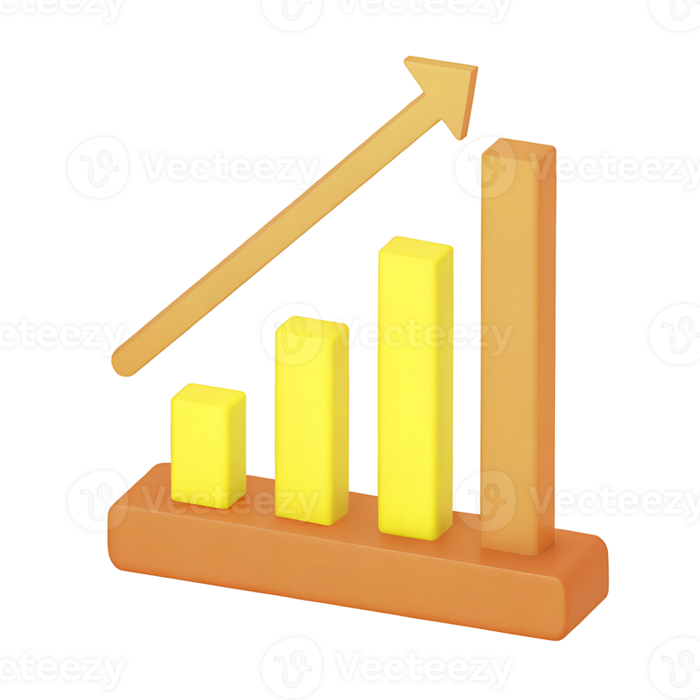Claymorphism Minimalist flat icon of a rising bar chart png