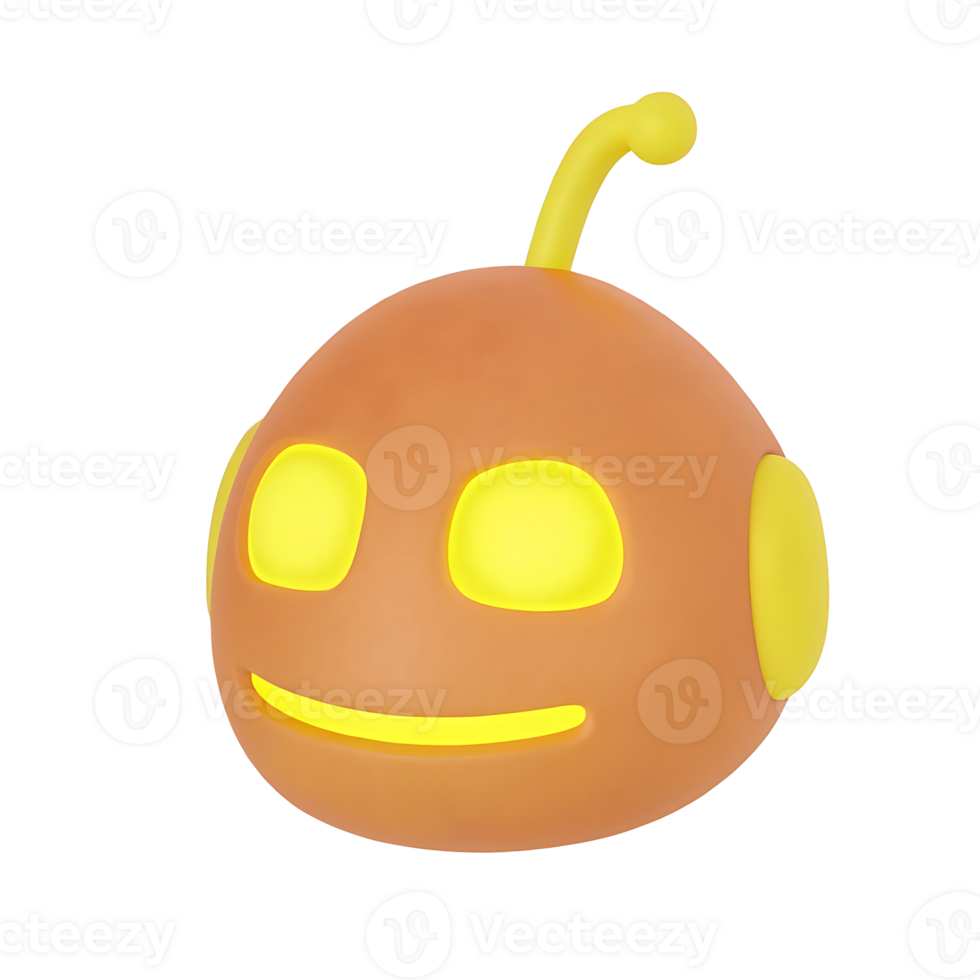Friendly 3D robot face with LED eyes png