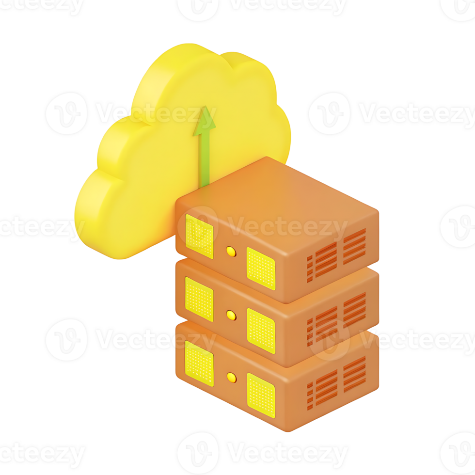 3D server stack with blinking lights png