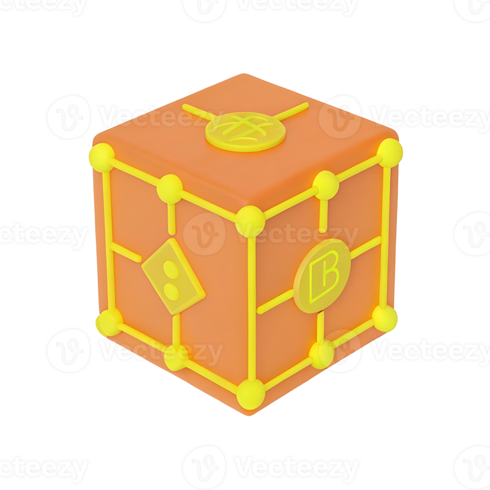 3D isometric cube with interconnected nodes png