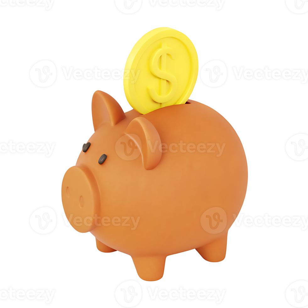 Claymorphism Minimalist piggy bank icon with a coin slot png