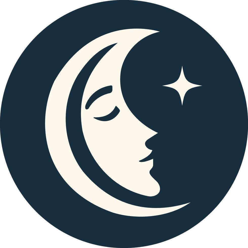 the moon and the face of a woman in a circle vector